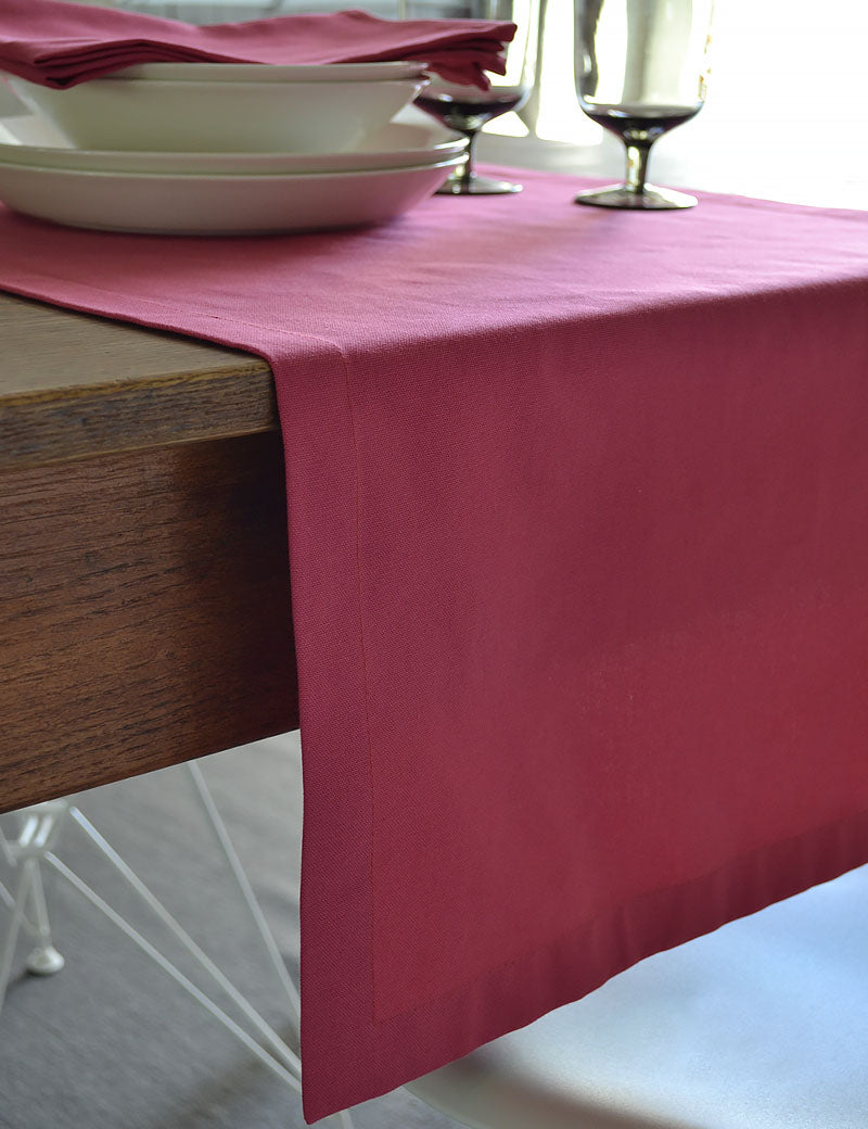 Chemin de table Coton Uni Framboise