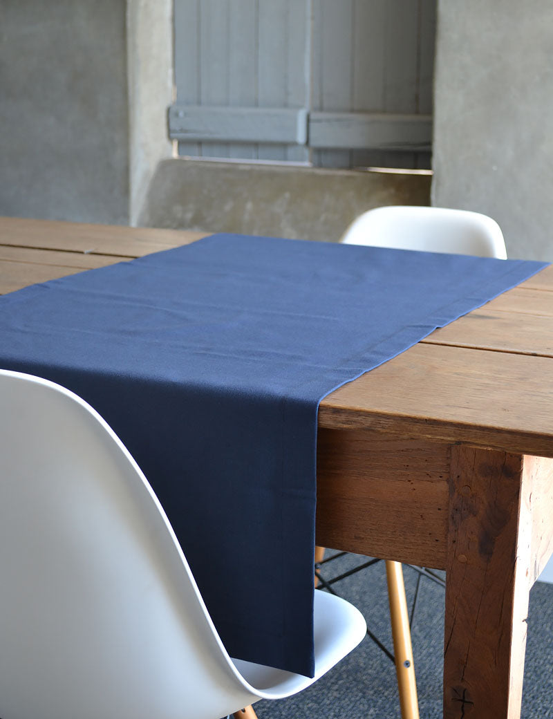 Chemin de table Coton Uni Indigo