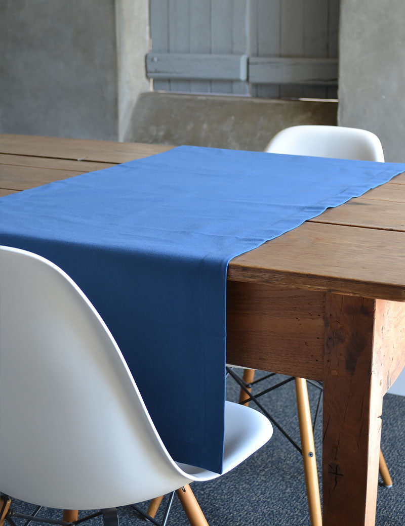 Chemin de table Coton Uni Bleu Royal