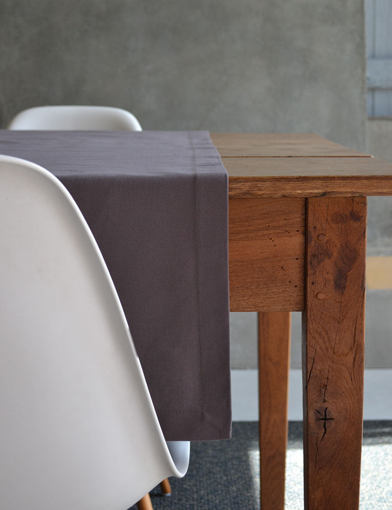 Table runner Uni Cotton Grey-brown