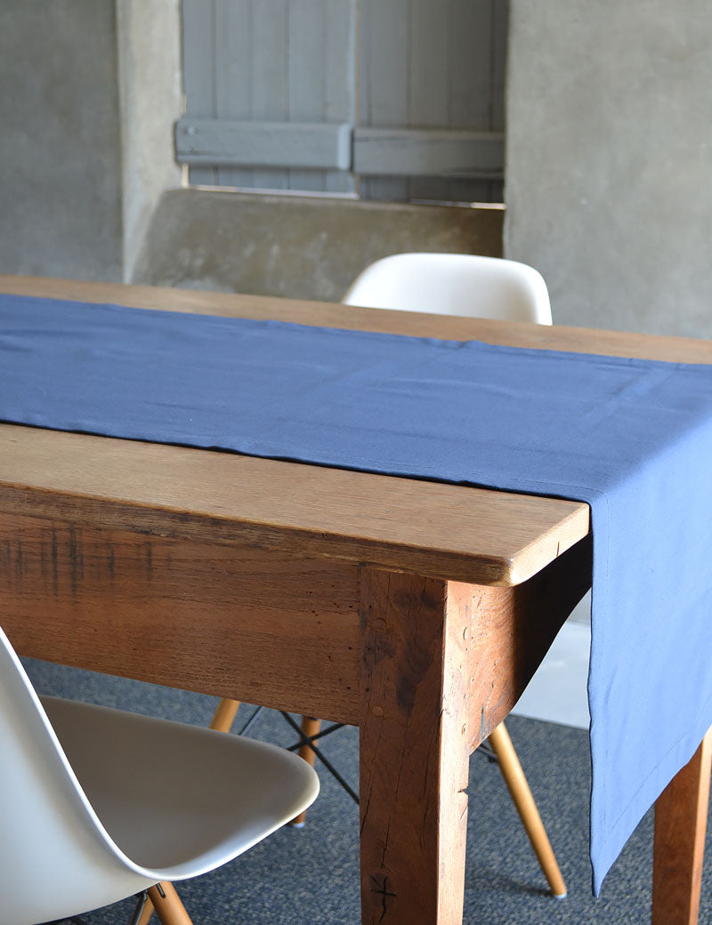 Table runner Uni Cotton Indigo