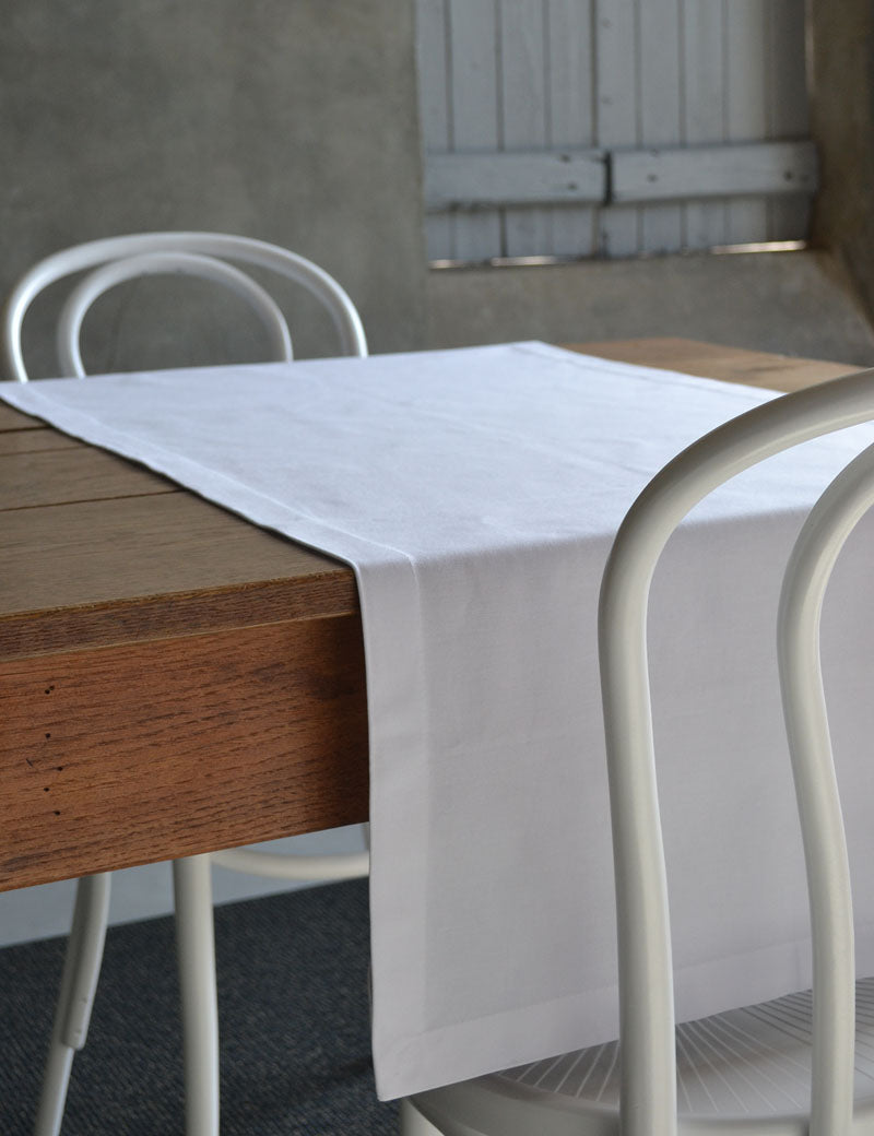 Chemin de table Coton Uni Blanc