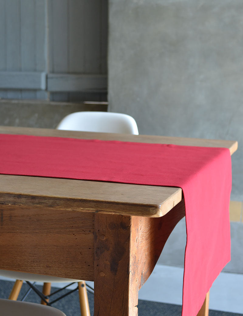 Chemin de table Coton Uni Rouge Classique