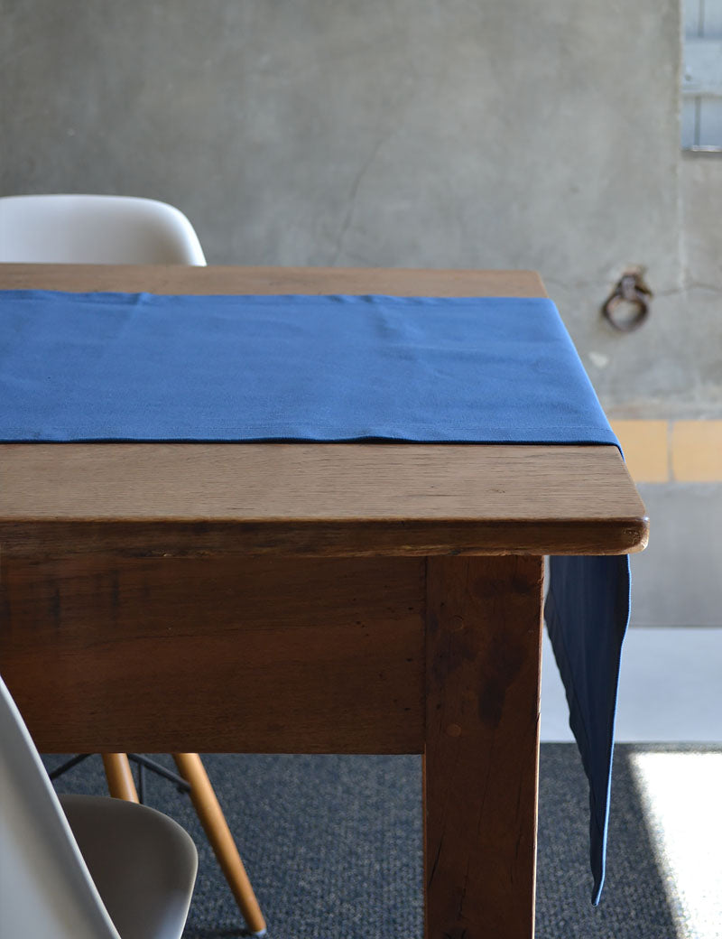 Chemin de table Coton Uni Bleu Royal