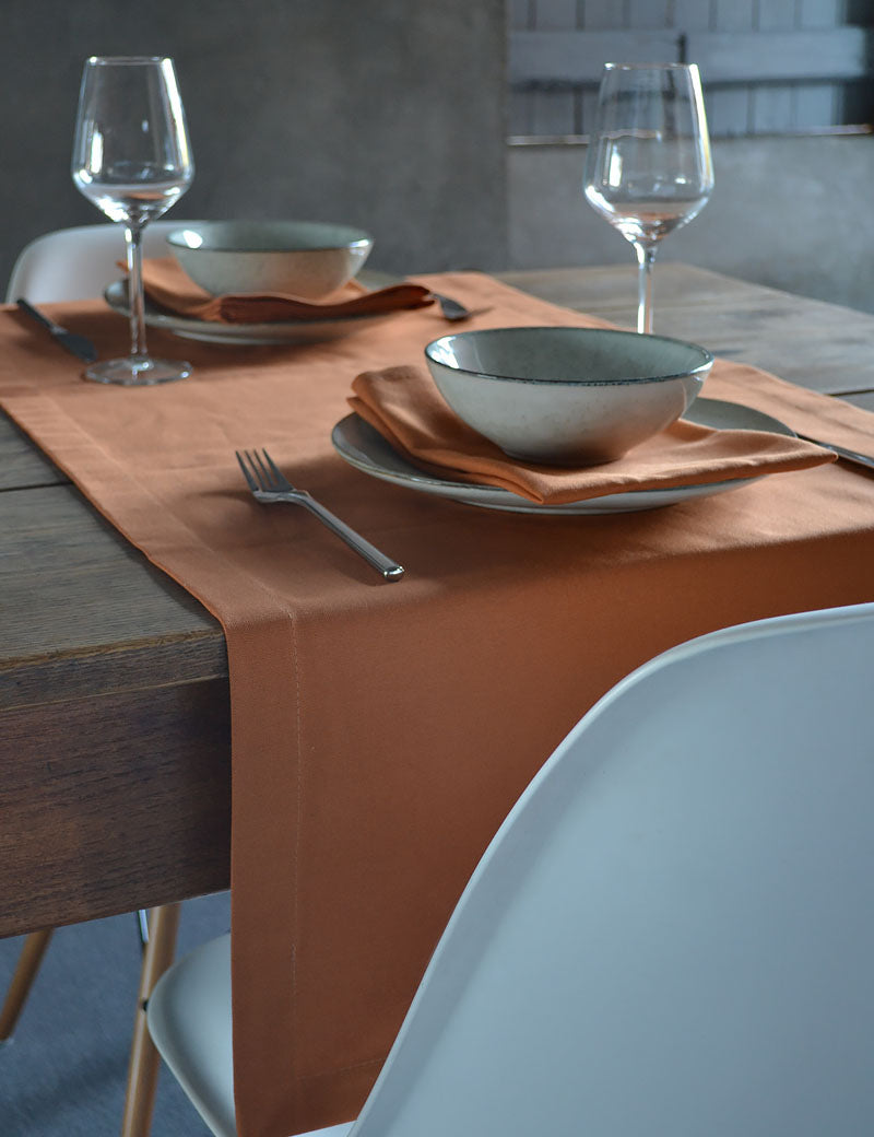 Table runner Uni Cotton Camel