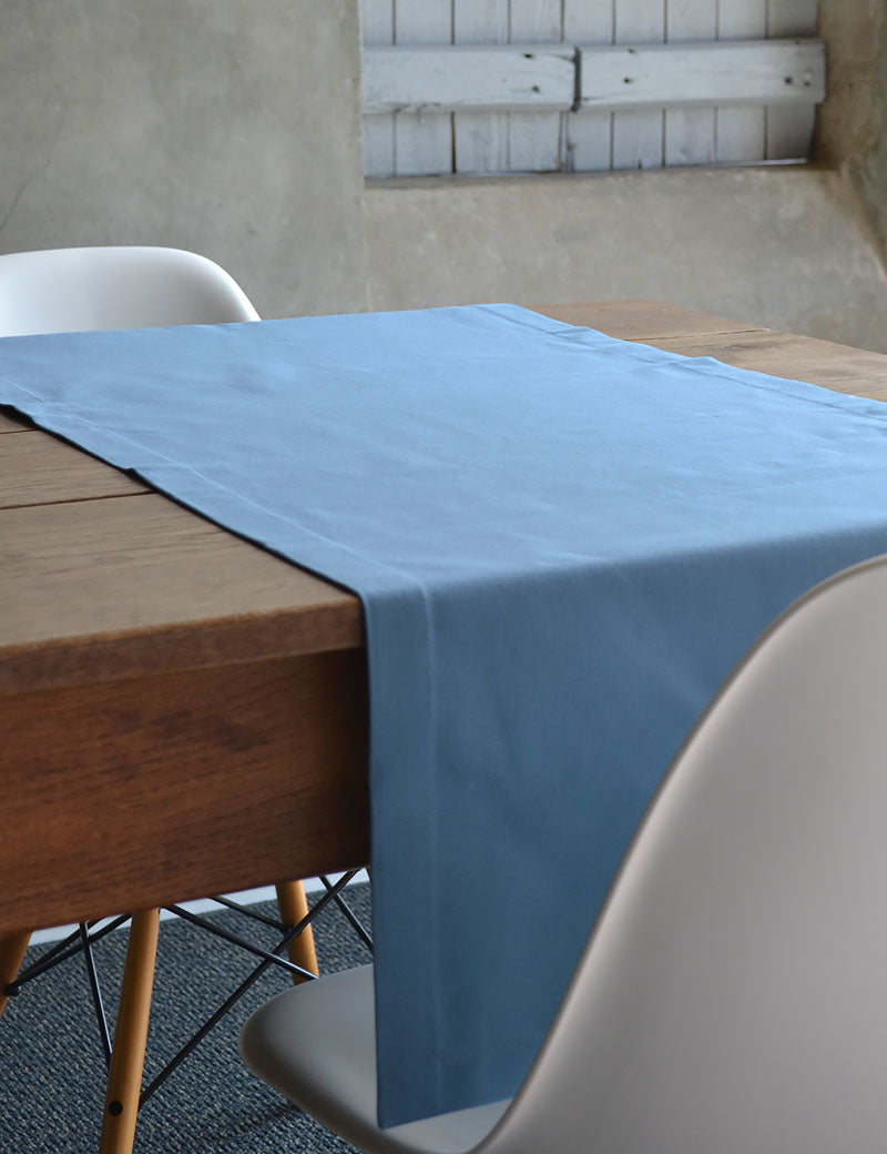 Chemin de table Coton Uni Bleu Clair