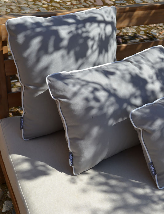 Outdoor decorative cushion Light Gray / White Piping