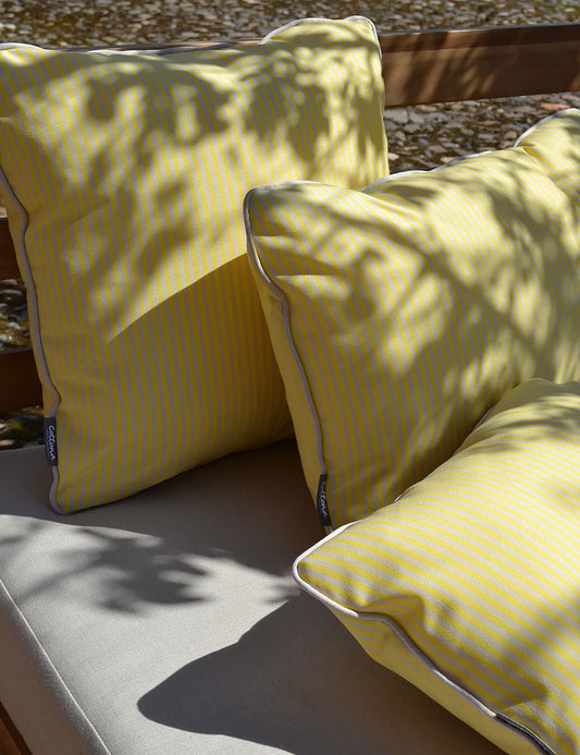 Outdoor decorative cushion Stripe Yellow / Beige Piping