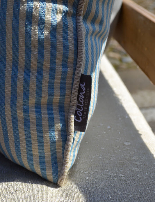 Outdoor decorative cushion Stripe Blue / Beige Piping