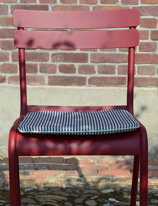 Outdoor seat cushion Stripe Navy / Beige Piping